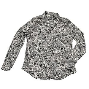 Vintage 90’s Y2K plus size zebra print semi sheer long sleeve blouse